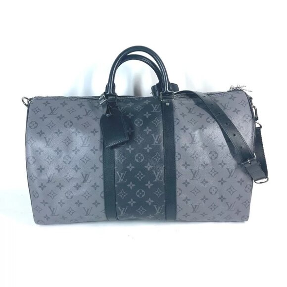 LOUIS VUITTON Monogram Eclipse Reverse KeepallBandouliere 2WAY Hand Bag - Picture 1 of 14